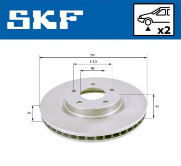 Гальмівний диск вентильований SKF VKBD 80070 V2