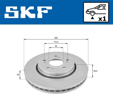 Гальмівний диск вентильований SKF VKBD 80141 V1