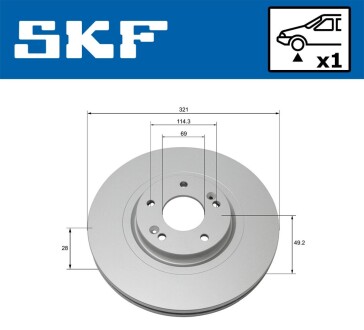 Гальмівний диск вентильований SKF VKBD 80281 V1 (фото 1)