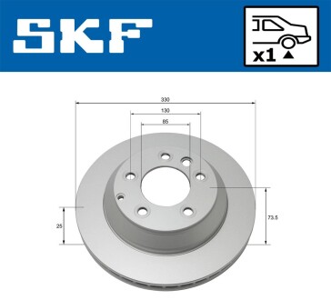 Гальмівний диск вентильований SKF VKBD 90136 V1 (фото 1)