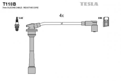 Комплект кабелів високовольтних TESLA T118B