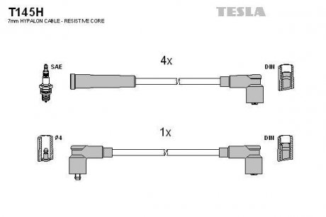 Комплект кабелiв запалювання TESLA T145H