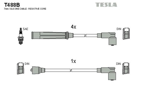 Комплект кабелiв запалювання TESLA T488B