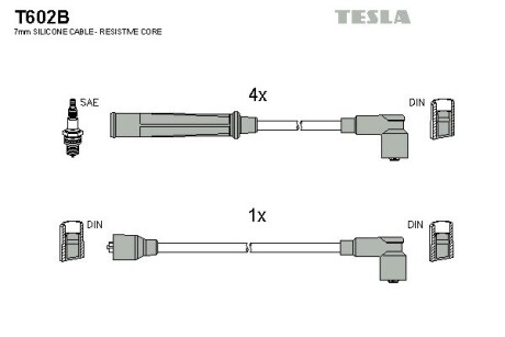 Комплект кабелiв запалювання TESLA T602B