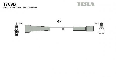 Комплект кабелiв запалювання TESLA T709B