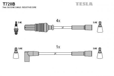 Комплект кабелiв запалювання TESLA T728B (фото 1)
