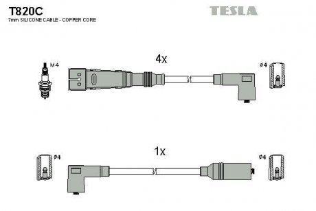 Комплект кабелiв запалювання TESLA T820C
