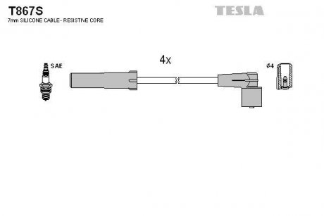 Провода свечные 21214 1.7 (силикон) TESLA T867S (фото 1)