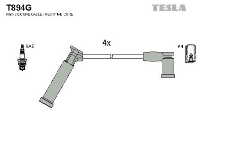 Комплект кабелiв запалювання TESLA T894G