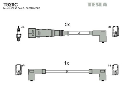 Комплект кабелiв запалювання TESLA T920C