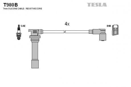 Дроти високовольтні, комплект Mazda 323S (94-02) BLATNA TESLA T980B