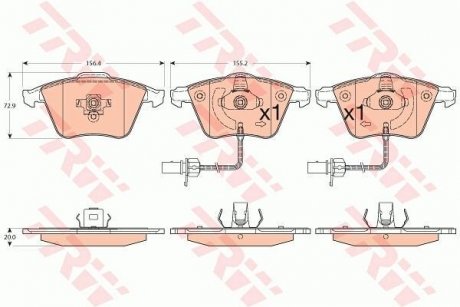 Гальмівні колодки дискові AUDI A4 Cabrio/A4 Cabrio Quattro/A4 Quattro/A6/A6 Quattro/A8/A8 Quattro/S TRW GDB1554