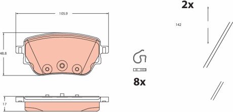 Гальмівні колодки дискові MERCEDES A/B/CLA/GLA "R "18>> TRW GDB2553