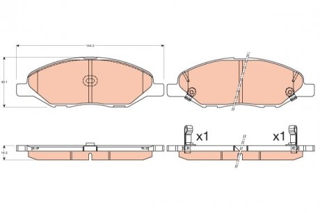 Гальмівні колодки дискові NISSAN (США) Tiida/Note "F "04>> TRW GDB3577 (фото 1)