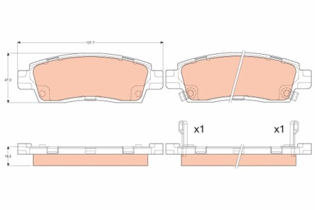 Гальмівні колодки дискові CHEVROLET Traiblazer "R "01-08 TRW GDB4455