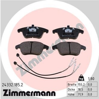 Колодки гальмівні дискові (комплект 4 шт) ZIMMERMANN 24332.185.2