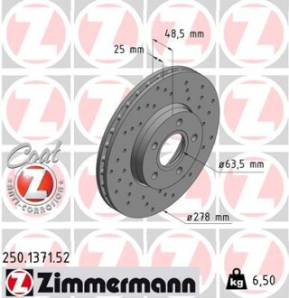 Диск гальмівний ZIMMERMANN 250.1371.52