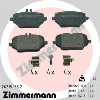 Колодки гальмівні дискові (комплект 4 шт) ZIMMERMANN 26215.185.2