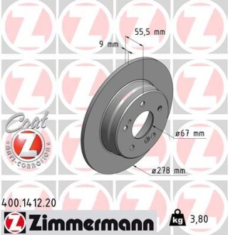 Диск гальмівний ZIMMERMANN 400.1412.20