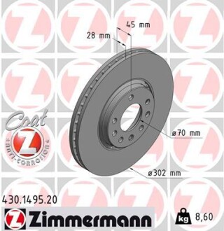 Диск гальмівний ZIMMERMANN 430.1495.20