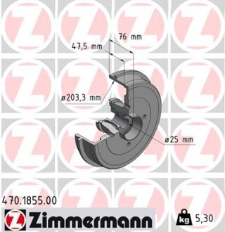 Барабан гальмівний ZIMMERMANN 470.1855.00