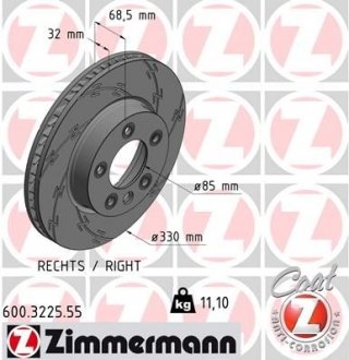 Диск гальмівний ZIMMERMANN 600.3225.55